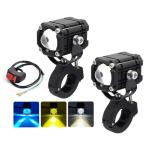 Color: голубой + желтый / белый super яркий мотоцикл LED противотуманая фара машина проектор белый желтый голубой стробоскоп 4 люминесценция режим водонепроницаемый 12V универсальный 