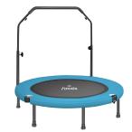 Color:ブルー Fuwata トランポリン 手摺付き 室内用 大人用 子供用 大型102cm 耐荷重150kg 静音 折りたたみ ダイエット 家庭用 6本脚 (ブルー)