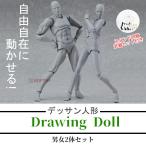 デッサンドール 男女セット台座付き 人形人体 模型 フィギュア スケッチ デッサン用 美術スケッチ 関節可動 フィギュア
