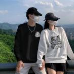 春秋 トレーナー ペア カップル トレーナー メンズ レディース スウェット ペアルック カップル トレーナー 白 黒 長袖 裏起毛 韓国 ファッション トレーナー