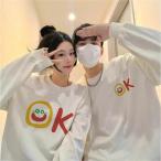 春秋 トレーナー ペア カップル トレーナー メンズ レディース スウェット ペアルック カップル トレーナー 白 黒 イエロー 長袖 韓国 ファッション トレーナー