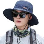 サファリハット メンズ アドベンチャーハット日よけ帽子 つば広 ぼうし 帽子 メンズ 大きいサイズ UPF50+ 通気性 つば広 折りたたみ あご紐付