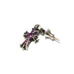 クロムハーツ ピアス イヤリング　ＣＨクロス　パヴェピンクサファイア　シルバー　ドロップ