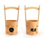 木製手桶・小+家紋+名前入れセット