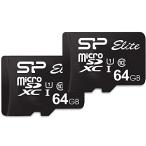 Silicon Power シリコンパワー Elite 64GB 2枚パック microSDXC microSDカード アダプター付き