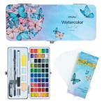 Ohuhu 固形水彩 水彩絵の具 50色 絵の具セット 水彩画 絵具 鮮やか 水彩 透明水彩 画材 塗り絵 スケッチ 大人 誕生日 クリスマス