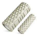 Gruperフォームローラー 筋膜リリース 大小2個セット 筋膜ローラー ストレッチローラー グリッドフォームローラー (グレージュ)