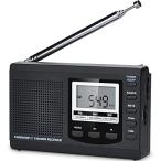 HanRongDa 防災ラジオ 小型 短波/AM/FM/ワイドFM対応 電池式 携帯高感度 60局メモリー デジタル時計とスリープタイマーとアラ