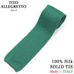 TITO ALLEGRETTO ティト アレグレット シルク スクエア ニットタイ GREEN グリーン メンズ イタリア製 MADE IN ITALY NAPOLI PITTI 送料無料