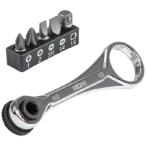 並行輸入 Klein Tools 65200 Ratchet Set, 5-Piece Mini Ratchet Set with Phillips, Slotted, and Adapter for Other Socket Sizes, For Tight Spaces
