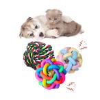 ペットおもちゃ 犬用 猫用噛むおもちゃ ボール 知育玩具 グッズ コットン ロープおもちゃ 歯磨き 犬猫兼用 音の出るおもちゃ 3点セット