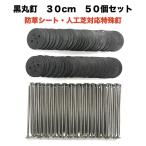 黒丸釘セット 30cm 50本入 防草シート 押さえ釘 黒丸板60mm ロング 穴3種類 ヘアピン杭 固い地盤 法面 業務用