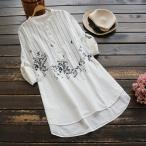 森ガール レディース 秋 ロング シャツ ブラウス チュニック 花柄 フラワー 小花