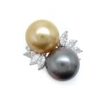 【緑屋質屋】アドラー(adler) 南洋パール・ダイヤ リング 12.7mm〜13.0mm K18WG【中古】