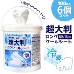 使い捨て 超ロング クールタオル 100枚入 特大サイズ ラージサイズ 60×15cm 超大判 ロング クールシート ひんやり 冷却タオル 6個セット 送料無料 あすつく
