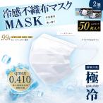 マスク 夏用 ひんやり 接触冷感 不織布 50枚 2箱(100枚) 接触冷温感0.410 ホワイト 使い捨て 大人用 レディース メンズ 冷感マスク it-4539 あすつく 送料無料