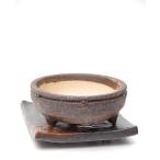  бонсай горшок круг мелкий рисунок Shigaraki . Shigaraki . горшок чай горшок диаметр 11.5 cm. тарелка 12 cm комплект 