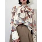 ショッピング柄 miele grande ミエーレ グランデ お馬さん柄 ボウタイ ブラウス おしゃれ かわいい トップス シャツトップス きれいめ 個性的 春 夏 秋 30代 40代 50代