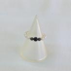 Yahoo! Yahoo!ショッピング(ヤフー ショッピング)淡水パールのプチリング（黒天然石）　淡水真珠　ビーズ　黒　指輪　ハンドメイド　ギフト　誕生日　プレゼント　ホワイトデー　普段使い　14号　フリー