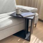 サイドテーブル タテ ヨコ 2way PM-03 天然木無垢材 F☆☆☆☆ ブラック 天然木ラバーウッド リビング 寝室 ナイトテーブル