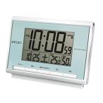 ショッピングカレンダー セイコー クロック 目覚まし時計 電波 デジタル カレンダー 温度 湿度 表示 薄青 パール SQ698L SEIKO