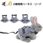 小動物用ハーネス リード 2点セット 兎用 ウサギ スーツベスト ペット用品 ペットグッズ グレー ボタン 柔らかい かわいい おしゃれ お散歩 お出