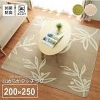 【新品】花柄 リーフ柄 ラグマット/絨毯 【3畳 ベージュ 約200×250cm】 洗える ホットカーペット 床暖房対応 抗菌防臭 〔リビング〕