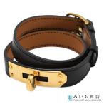 ショッピングHERMES 質屋 HERMES エルメス ブレスレット ケリー ドゥブルトゥール □F刻印 レザー ブラック アクセサリー レディース H18987 みいち質店