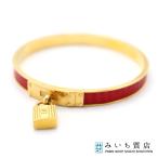 質屋 HERMES エルメス ケリー バングル Hロゴ カデナ ブレスレット ブレス レッド×ゴールドカラー アクセサリー レディース 箱有 k570 みいち質店