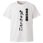 おもしろTシャツ 今月の目標　気をたしかに ギフト プレゼント 面白 メンズ 半袖 漢字 雑貨 名言 パロディ 文字