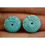 186-11 一点物 本物天然トルコ石 ターコイズ 平安御守 玉壁 ペンダント 手彫り 龍　竜 ビー ...