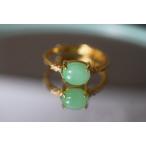 E56 上品 ミャンマー産 アップルグリーン 本翡翠 シンプル リング 指輪 フリーサイズ イエローゴール アレルギー対応
