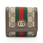 グッチ オフィディア GG ウォレット シェリーライン ブランドオフ GUCCI PVCコーティングキャンバス 二つ折り財布 GGスプリームキャンバス