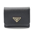 プラダ サフィアーノトライアングル ブランドオフ PRADA サフィアーノレザー 三つ折り財布 サフィアーノ レディース