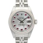 ロレックス デイトジャスト 10Pルビー F番 ブランドオフ ROLEX K18WG（ホワイトゴールド） 腕時計 WG/SS 中古 レディース