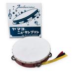 《アウトレット品》 ヤマヨ タンブリン ( 24cm )  赤木枠・金線入 7穴 牛床皮 3色リボン付 タンバリン