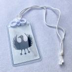 梛（ナギ）の押し葉タグ 家紋「八咫烏（やたがらす）