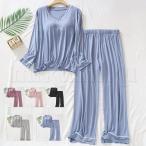 ルームウェア大きいサイズレディースブラカップ付き上下セット体型カバー夏春ネ...