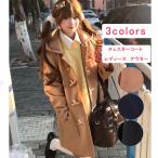 ダッフルコートレディースショート丈長袖無地フード付きスクールコートアウター...