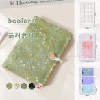 ショッピング通帳ケース 家計簿 植物柄 刺繍 布 A6サイズ ルーズリーフ 90枚収納 チャック袋5枚付き カード袋1枚 通帳ケース 手帳 手書き 家計管理 プレゼント 送料無料