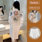 ネグリジェ レディース パジャマ シャツワンピ 花柄 ワンピース プリント レース ひんやり シルク風 サテン セクシー 薄手 半袖 ロング丈 ルームウェア