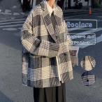 チェスターコートメンズチェック柄ラシャジャケットPコートテーラードジャケッ...