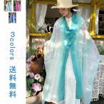 グラデーションストールポンチョ風ショールボタン付き薄手大判夏用レディースU...