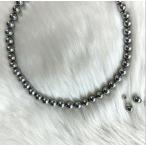 パールネックレスとピアス マジョリカセット グレー　８ｍｍ
