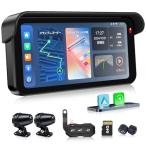 ATOVANKA 6.25 バイク用ドライブレコーダー Carplay、日よけつき、前後カメラ、前後タイヤ空気圧モニター、GPS位置情報システム