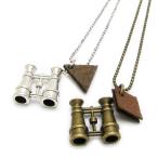 ショッピング双眼鏡 ネックレス レディース メンズ 双眼鏡 アンティークカラー ロングチェーンネックレス レザー 革 望遠鏡 探検 CEN10032