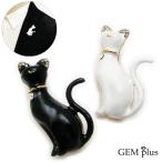 ブローチピンレディースメンズ白猫黒...