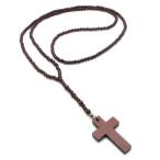 Yahoo! Yahoo!ショッピング(ヤフー ショッピング)ネックレス ウッドクロス ロザリオネックレス 小粒ビーズ ブラウン KN54007