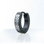 Yahoo! Yahoo!ショッピング(ヤフー ショッピング)ピアス ステンレス ブラックカラー ギンガムチェック風 フープ型 ステンレスピアス KP16035