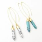 Yahoo! Yahoo!ショッピング(ヤフー ショッピング)ピアス ゴールドカラー ターコイズ ハウライト 六角柱 KP41004